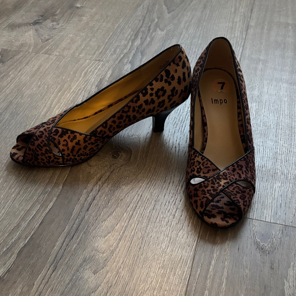Impo Animal Print Peep Toe Heels